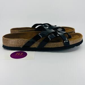 Birkenstock Betula Women's Vinja Black Patent Soft Footbed Sandals Size 39/ 8 US
